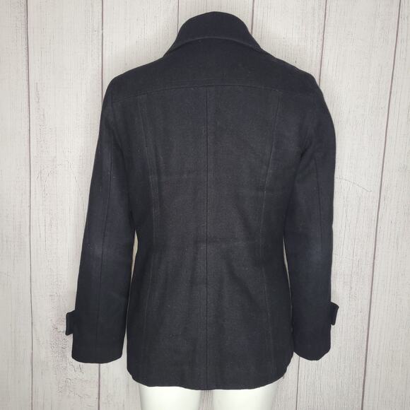 Calvin Klein Black Wool Blend Peacoat Purple Quilted Lining Womens Size 4 - Picture 4 of 10